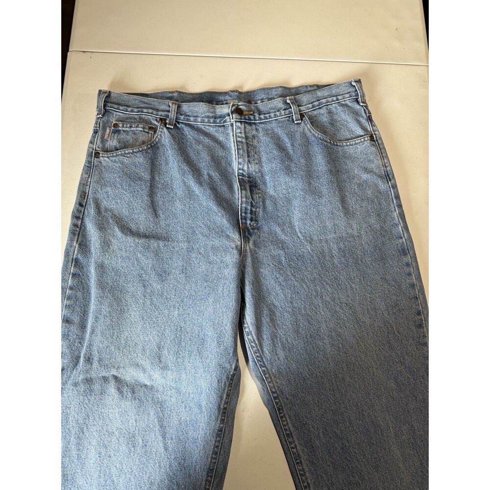 Carhartt Jeans Mens 42x32 Straight Relaxed Fit Medium Wash Blue Denim